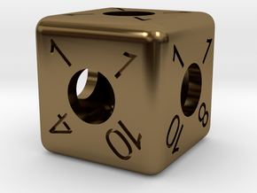 Average D6 Hollow Dice in Polished Bronze