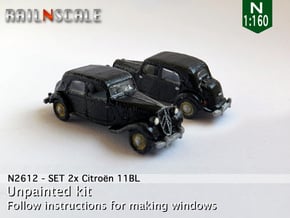 SET 2x Citroën 11BL (N 1:160) in Tan Fine Detail Plastic