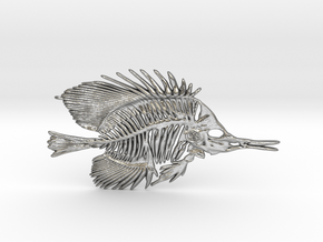 Butterfly Fish Skeleton Pendant in Natural Silver