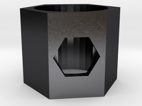 GEMELA Hexagon Ring in Polished and Bronzed Black Steel