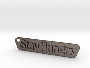 Stay Hungry Stay Foolish in Polished Bronzed Silver Steel