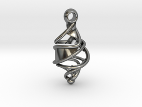 Entangled DNA Pendant in Fine Detail Polished Silver