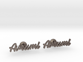 Custom Name Cufflinks - Avrumi in Polished Bronzed Silver Steel