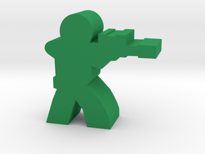 Soldier Meeple, with Sniper Rifle in Green Processed Versatile Plastic