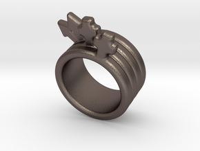 Love Forever Ring 30 - Italian Size 30 in Polished Bronzed Silver Steel