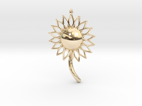 Sunfower Pendant in 14k Gold Plated Brass