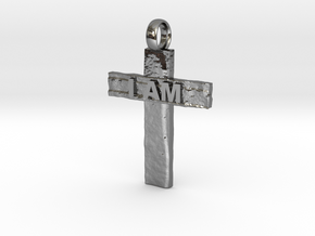 Cross I AM in Fine Detail Polished Silver