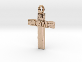 Cross I AM in 14k Rose Gold Plated Brass