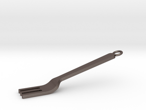 Fork Pendant in Polished Bronzed Silver Steel