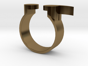 Semi Colon Ring Size 6.5 in Polished Bronze