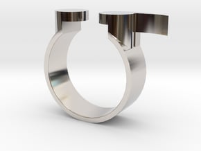 Semi Colon Ring Size 7 in Rhodium Plated Brass