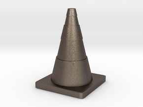 Construction Cone Custom Board Game Piece  in Polished Bronzed Silver Steel