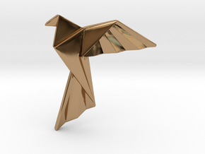 Origami Bird Pendant in Polished Brass