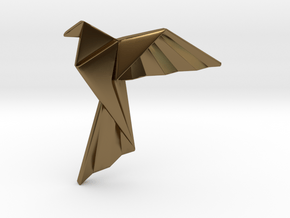 Origami Bird Pendant in Polished Bronze