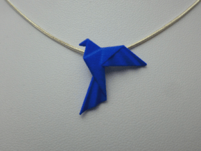 Origami Bird Pendant in Blue Processed Versatile Plastic