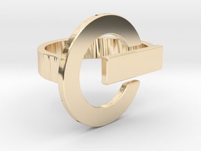 Power Button Ring - 20 mm in 14k Gold Plated Brass