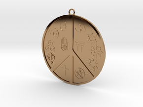 Religious Peace Pendant in Polished Brass
