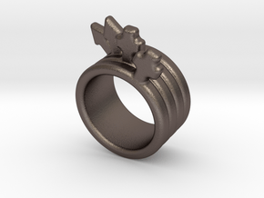 Love Forever Ring 31 - Italian Size 31 in Polished Bronzed Silver Steel