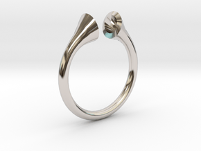 Gramaphonic Sharp Ring, US size 8, d=18 mm in Rhodium Plated Brass: 8 / 56.75