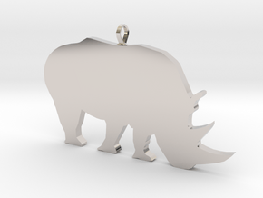 Rhino Silhouette Pendant in Rhodium Plated Brass