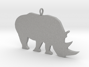 Rhino Silhouette Pendant in Aluminum