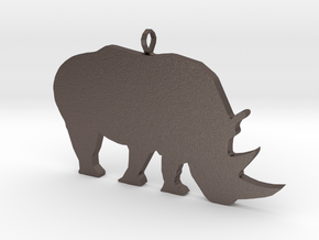 Rhino Silhouette Pendant in Polished Bronzed Silver Steel