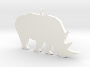 Rhino Silhouette Pendant in White Processed Versatile Plastic