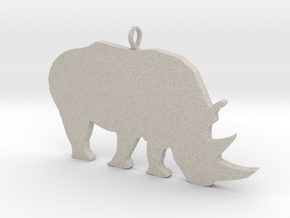 Rhino Silhouette Pendant in Natural Sandstone