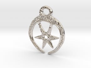Roman Moon & Star Pendant (precious metal version) in Platinum
