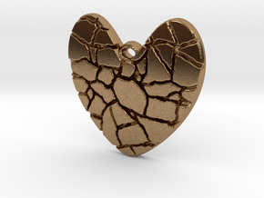 Broken heart pendant in Natural Brass