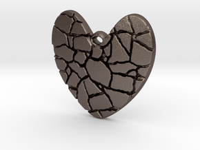 Broken heart pendant in Polished Bronzed Silver Steel
