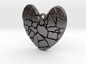 Broken heart pendant in Polished Nickel Steel
