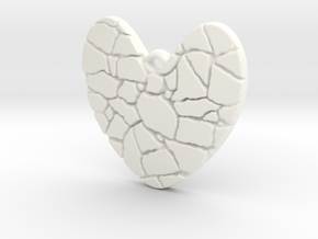 Broken heart pendant in White Processed Versatile Plastic