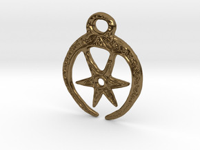 Roman Moon & Star Pendant (precious metal version) in Polished Bronze