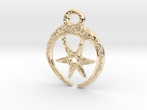 Roman Moon & Star Pendant (precious metal version) in 14k Gold Plated Brass