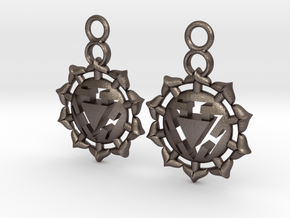 Chakra Manipura Earrings in Polished Bronzed Silver Steel