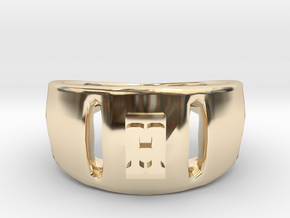H Ring in 14K Yellow Gold
