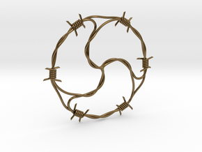 Barbed Wire BDSM pendant in Polished Bronze