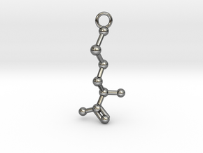 D-Methionine Molecule Necklace Earring in Fine Detail Polished Silver