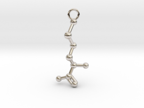 D-Methionine Molecule Necklace Earring in Rhodium Plated Brass