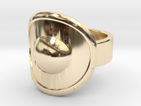 Round Shield Ring Size 11 in 14k Gold Plated Brass