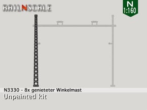 8x genieteter Winkelmast (Epoche I - N 1:160) in Smooth Fine Detail Plastic
