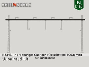 4x Querjoch 4-spurig (N 1:160) in Tan Fine Detail Plastic