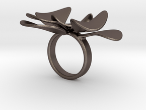 Petals ring - 20 mm in Polished Bronzed Silver Steel