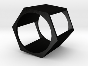 Hex Square Chop Ring in Matte Black Steel