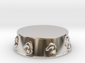 Chess Knight Base - 1 inch in Rhodium Plated Brass