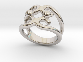 Two Bubbles Ring 15 - Italian Size 15 in Rhodium Plated Brass