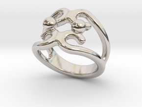 Two Bubbles Ring 21 - Italian Size 21 in Rhodium Plated Brass
