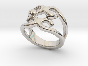Two Bubbles Ring 24 - Italian Size 24 in Rhodium Plated Brass