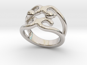 Two Bubbles Ring 25 - Italian Size 25 in Rhodium Plated Brass